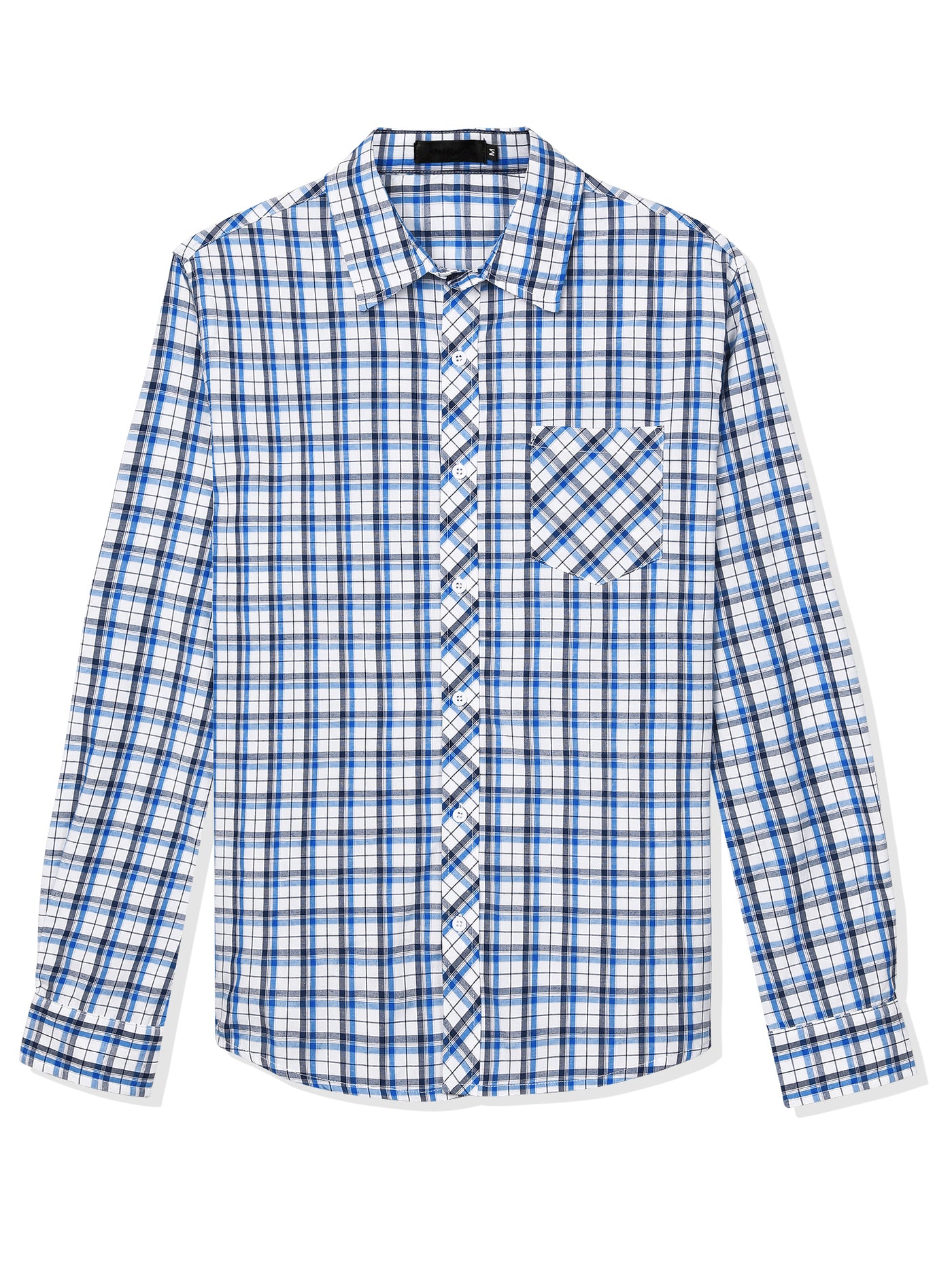 Bublédon Casual Cotton Plaid Button Lapel Long Sleeve Shirts