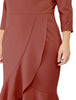 Cocktail V-neck Wrap Ruffled Midi Plus Size Dress