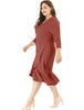 Cocktail V-neck Wrap Ruffled Midi Plus Size Dress