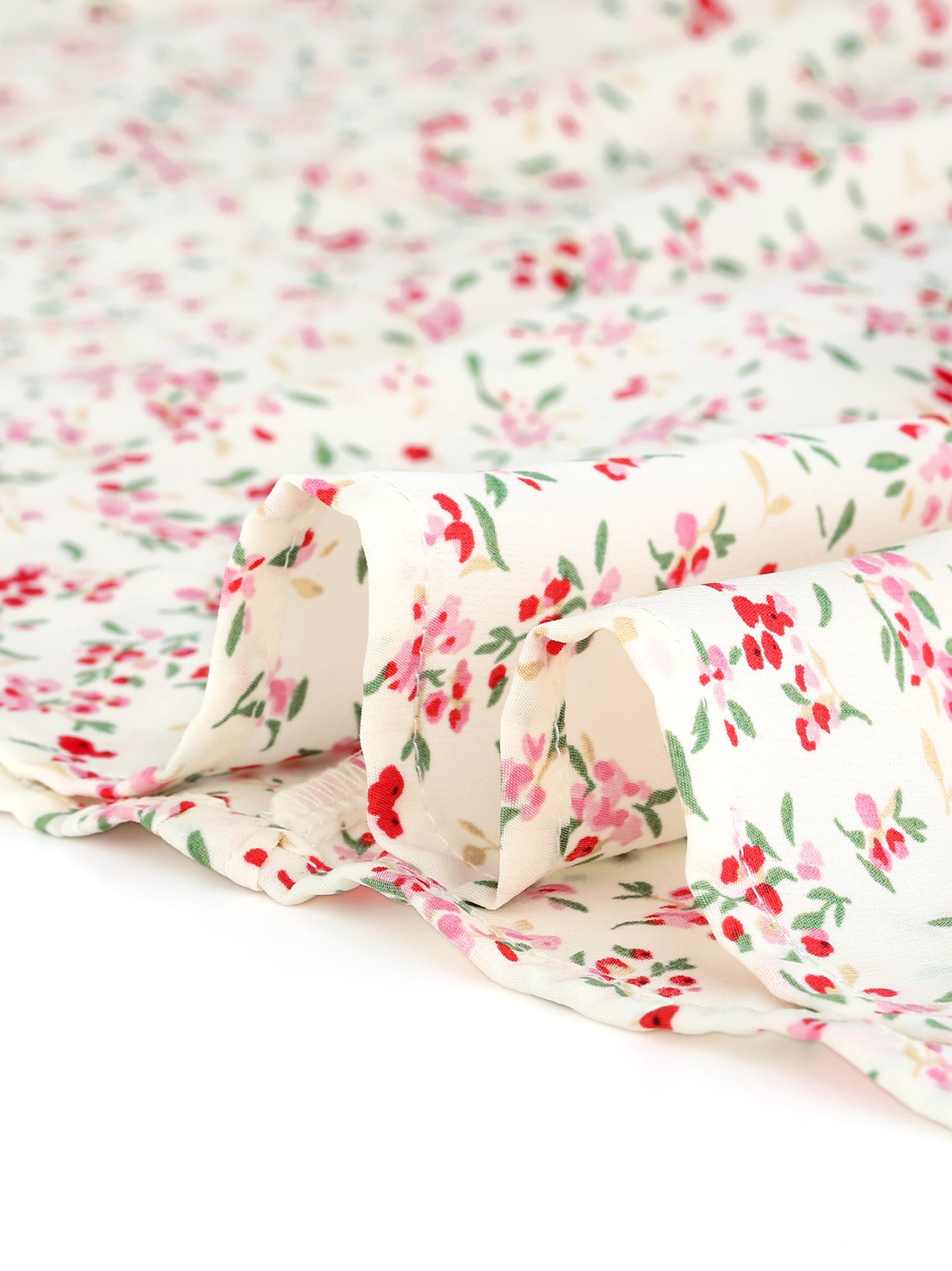 Bublédon Polyester H Line Ditsy Floral Short Sleeve Shirt