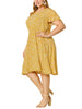 Rayon V Neck Short Sleeve Floral Print Curve Dress