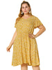 Rayon V Neck Short Sleeve Floral Print Curve Dress