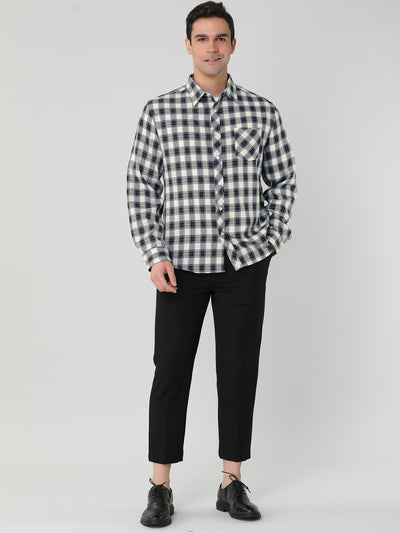 Casual Cotton Plaid Button Lapel Long Sleeve Shirts