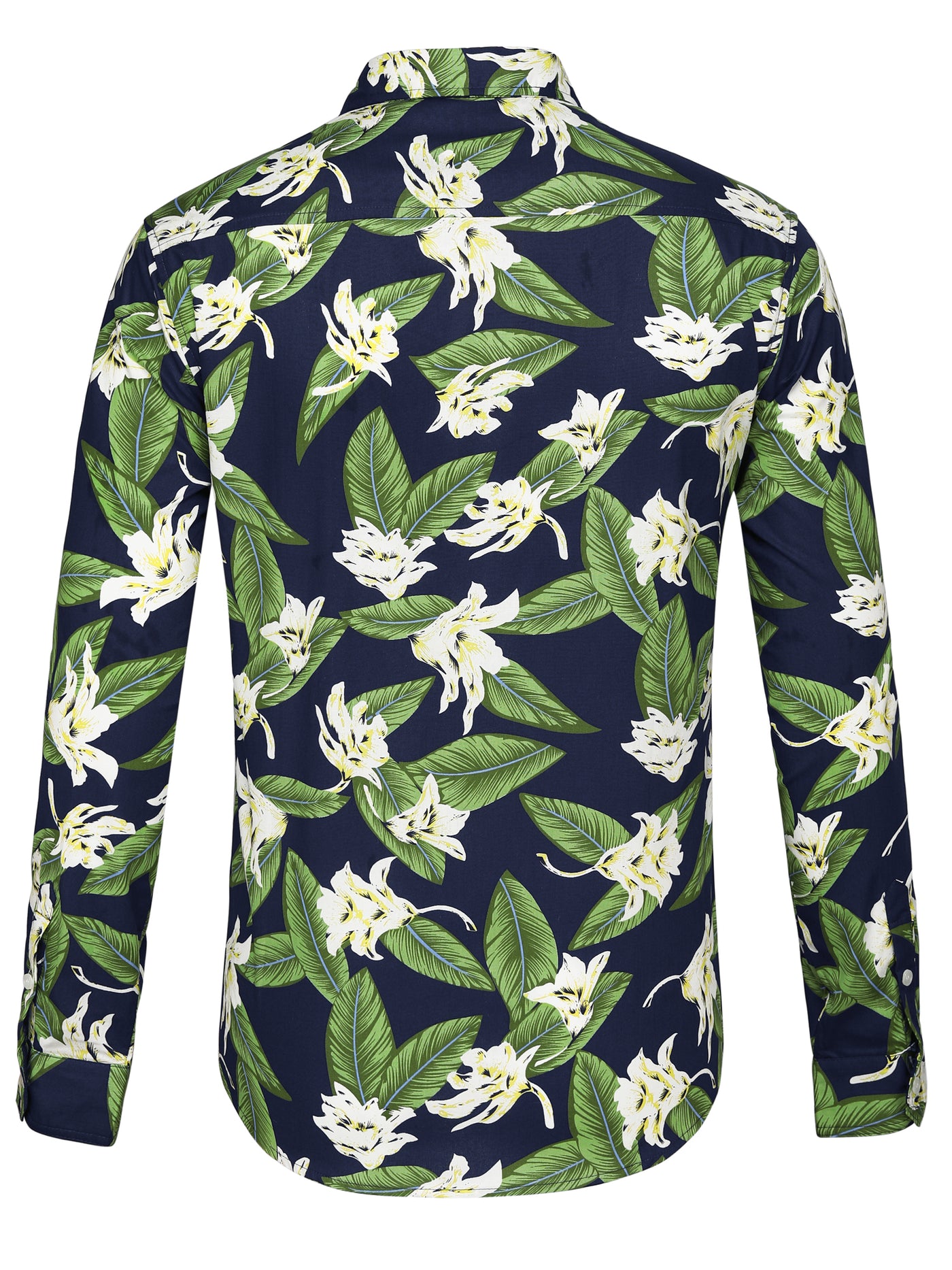 Bublédon Long Sleeve Hawaiian Summer Flower Print Shirt
