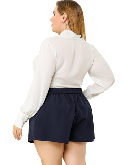 A Line Polyester Capri Natural Waist Shorts