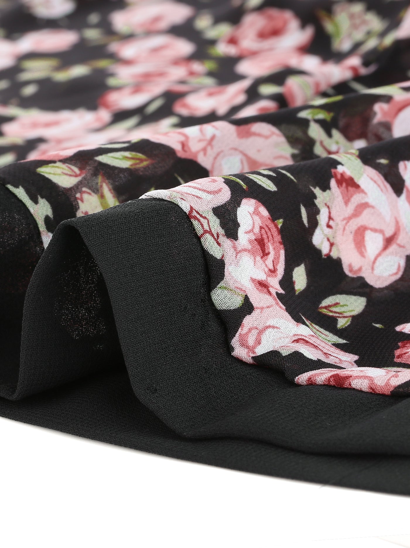 Bublédon Plus Size Floral Printed Contrast Panel Chiffon Cardigans