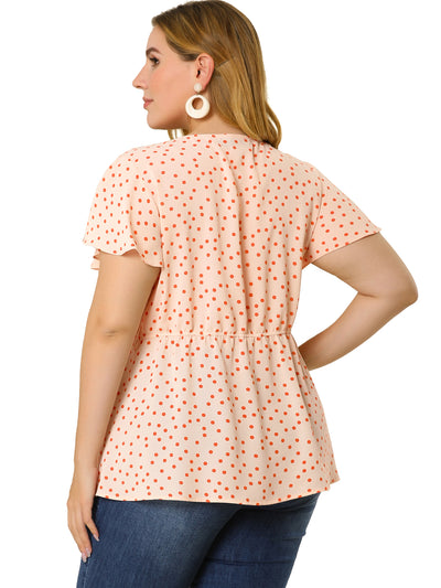 Polyester A Line Abstract Dot Scoop Neck Shirt