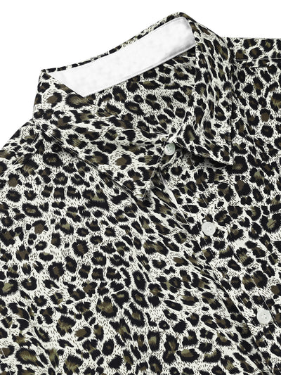 Cotton Casual Leopard Print Button Long Sleeve Shirt