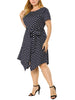 Polka Dot Round Neck Short Sleeve Plus Size Dress