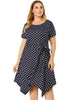 Polka Dot Round Neck Short Sleeve Plus Size Dress