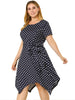 Polka Dot Round Neck Short Sleeve Plus Size Dress