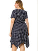 Polka Dot Round Neck Short Sleeve Plus Size Dress
