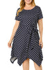 Polka Dot Round Neck Short Sleeve Plus Size Dress