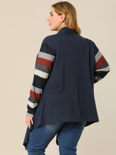Plus Size Cardigan Stripe Colorblock Knit Cardigans