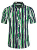 Summer Button Short Sleeve Colorful Striped Shirt