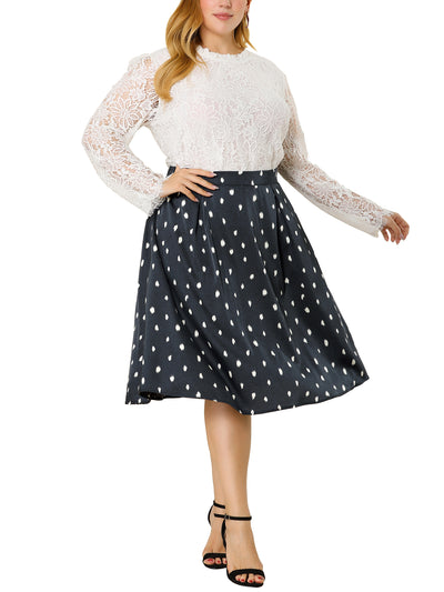 Elegant Plus Size A Line Polyester Abstract Dot Skirt