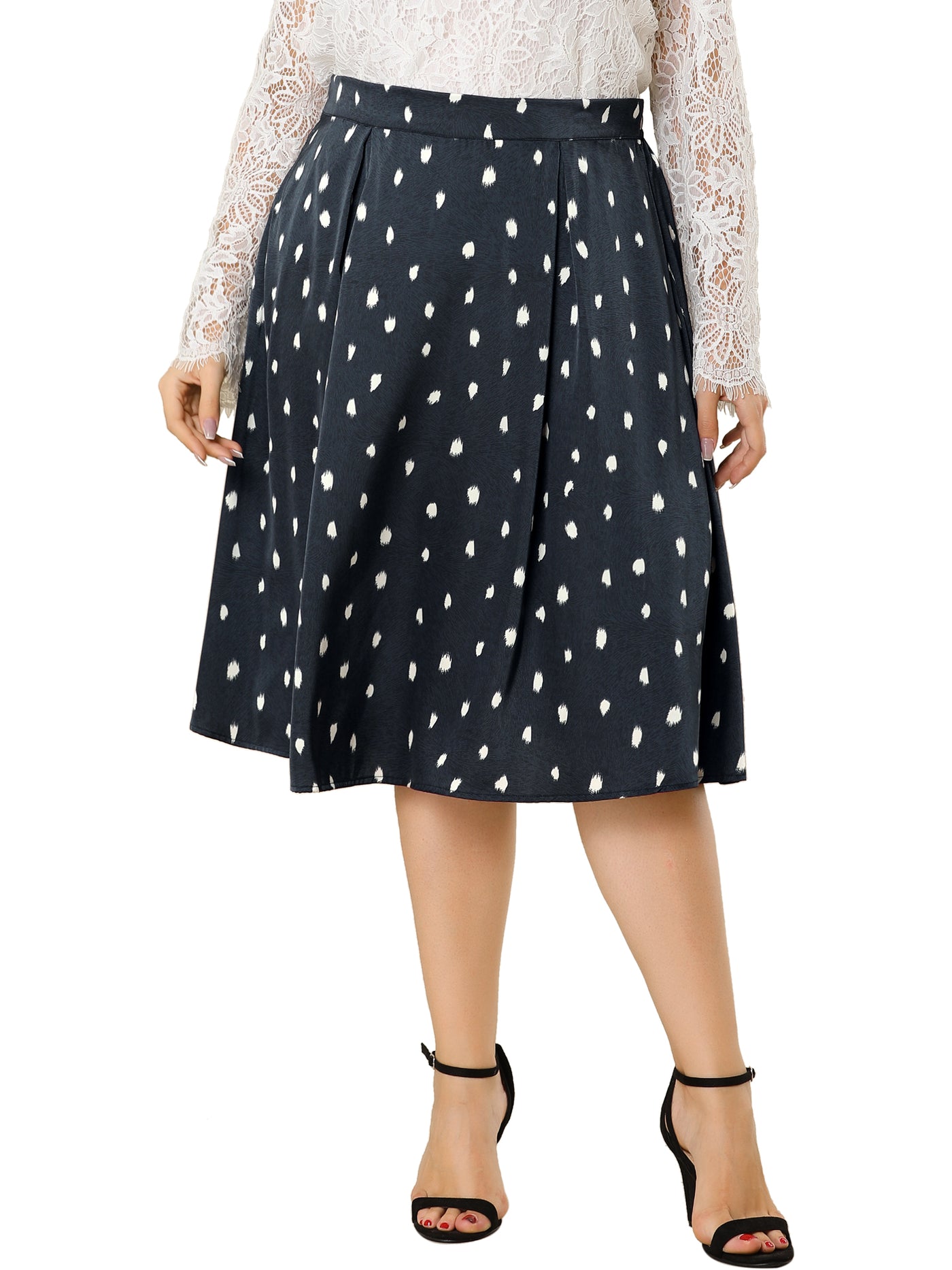 Bublédon Elegant Plus Size A Line Polyester Abstract Dot Skirt