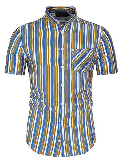 Casual Vertical Striped Short Sleeve Hawaiian Shirt