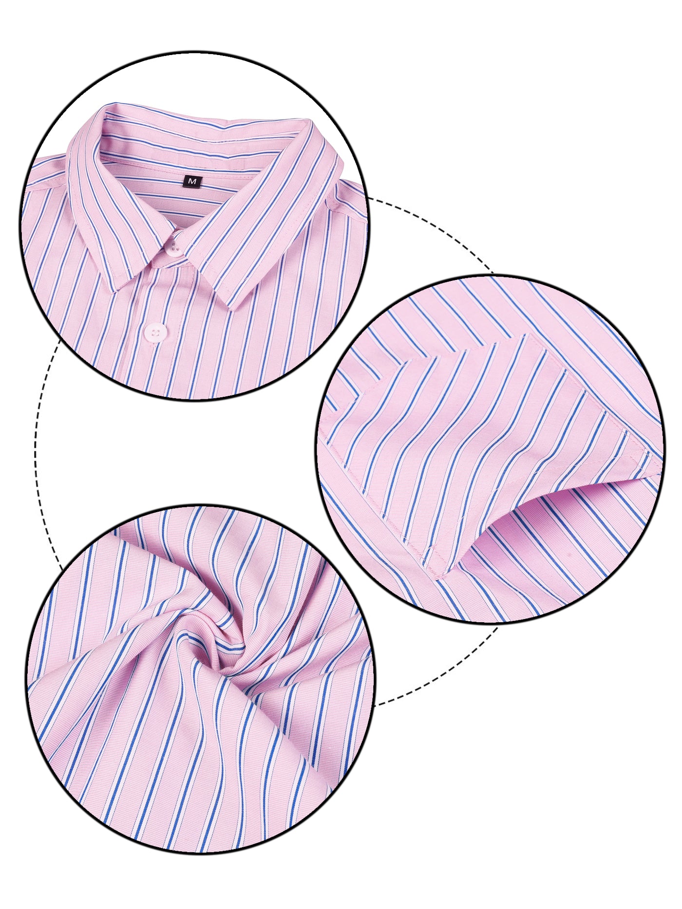 Bublédon Cotton Vertical Striped Short Sleeve Button Up Shirt