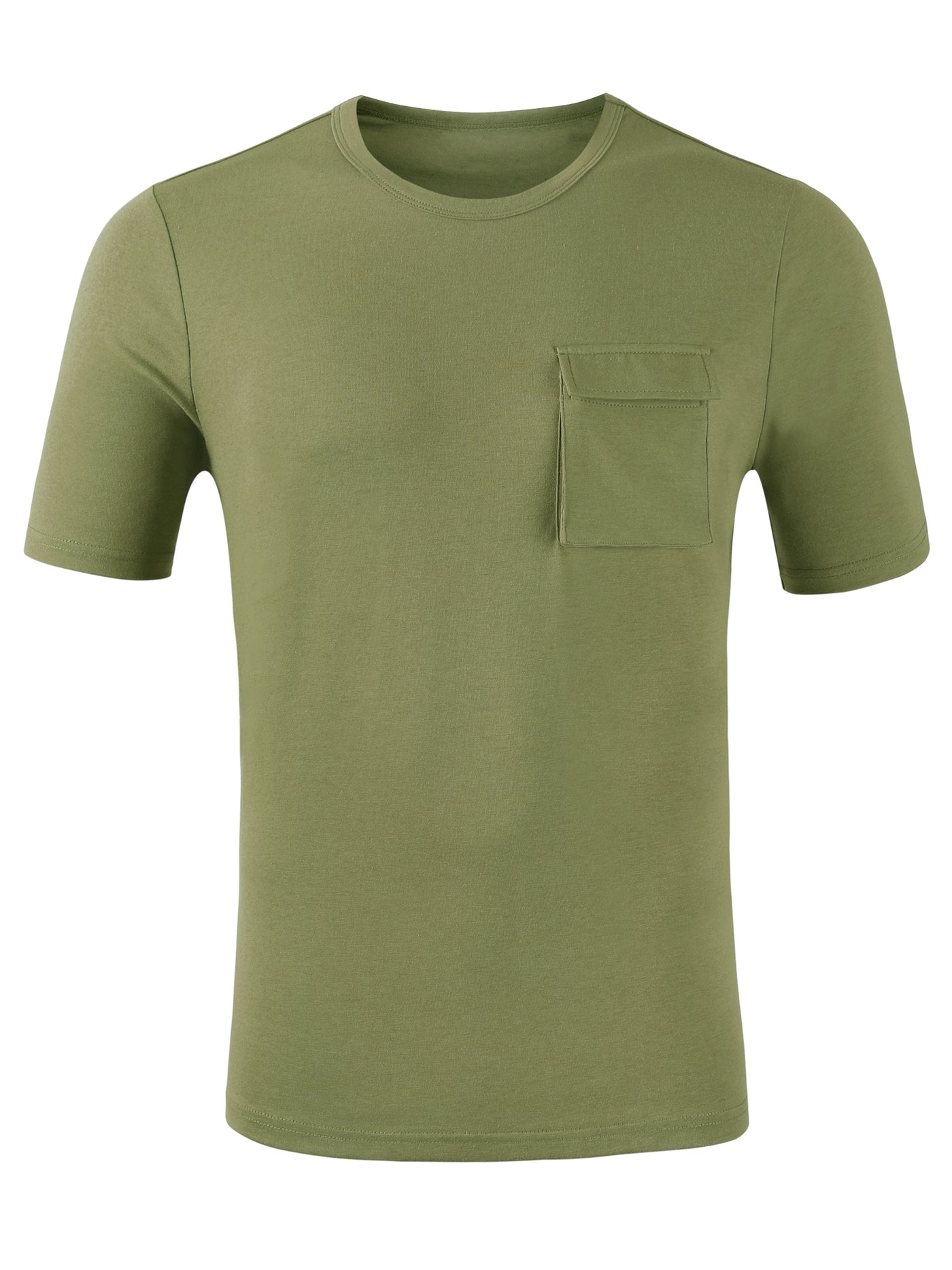 Bublédon Casual Crew Neck Short Sleeve Solid Pocket T-shirts