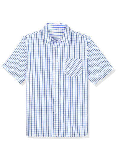 Classic Cotton Lapel Plaid Short Sleeve Office Shirts