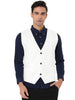 V Neck Sleeveless Two Pockets Button Solid Vest