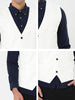 V Neck Sleeveless Two Pockets Button Solid Vest