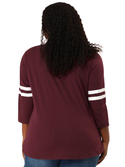 Cotton H Line V Neck Striped Round Hem Long Sleeve Shirt
