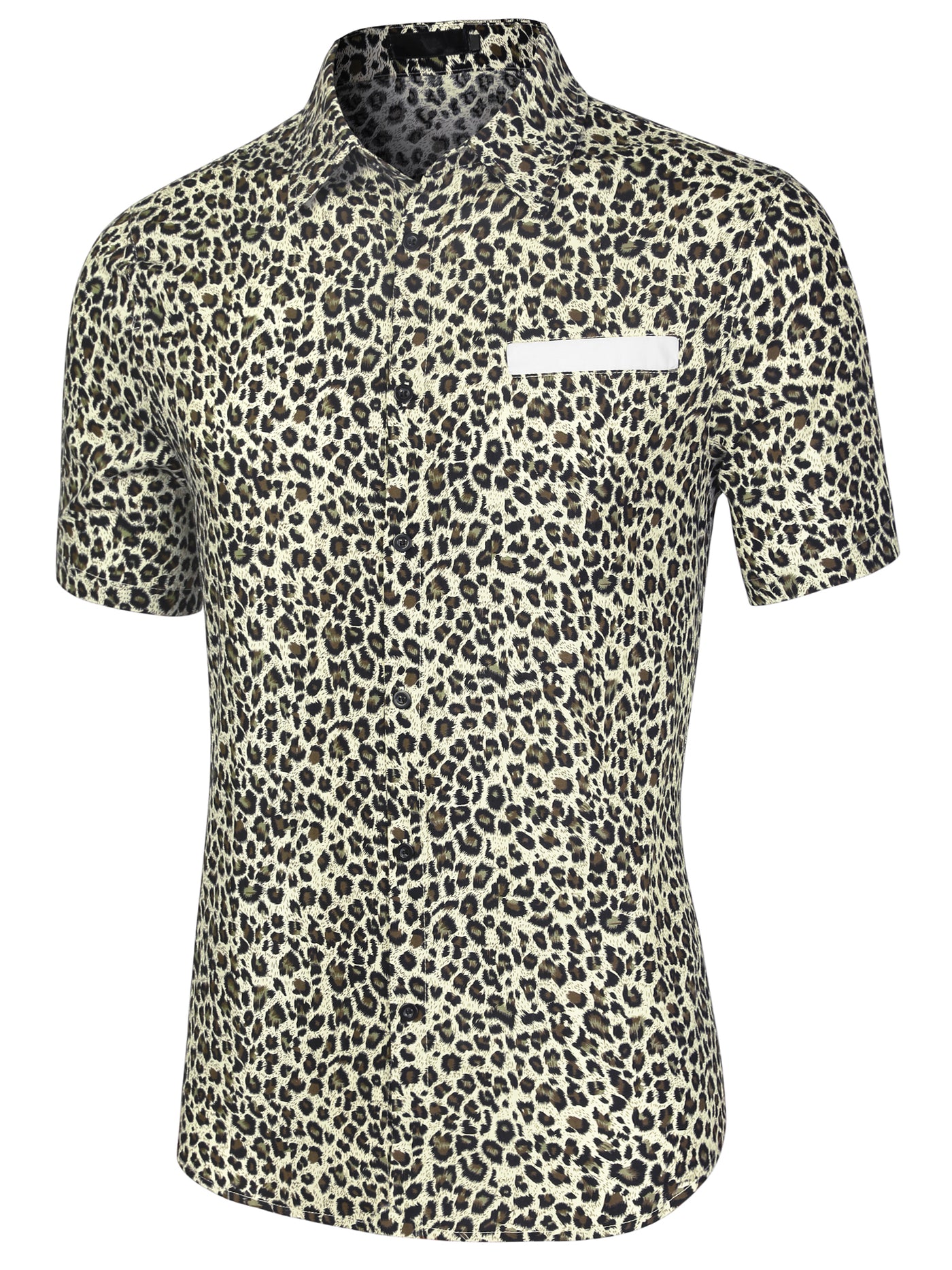 Bublédon Cotton Relax Fit Leopard Short Sleeve Shirt