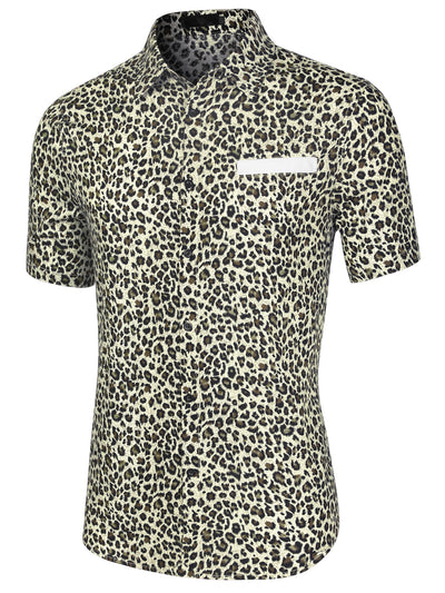 Cotton Relax Fit Leopard Short Sleeve Shirt