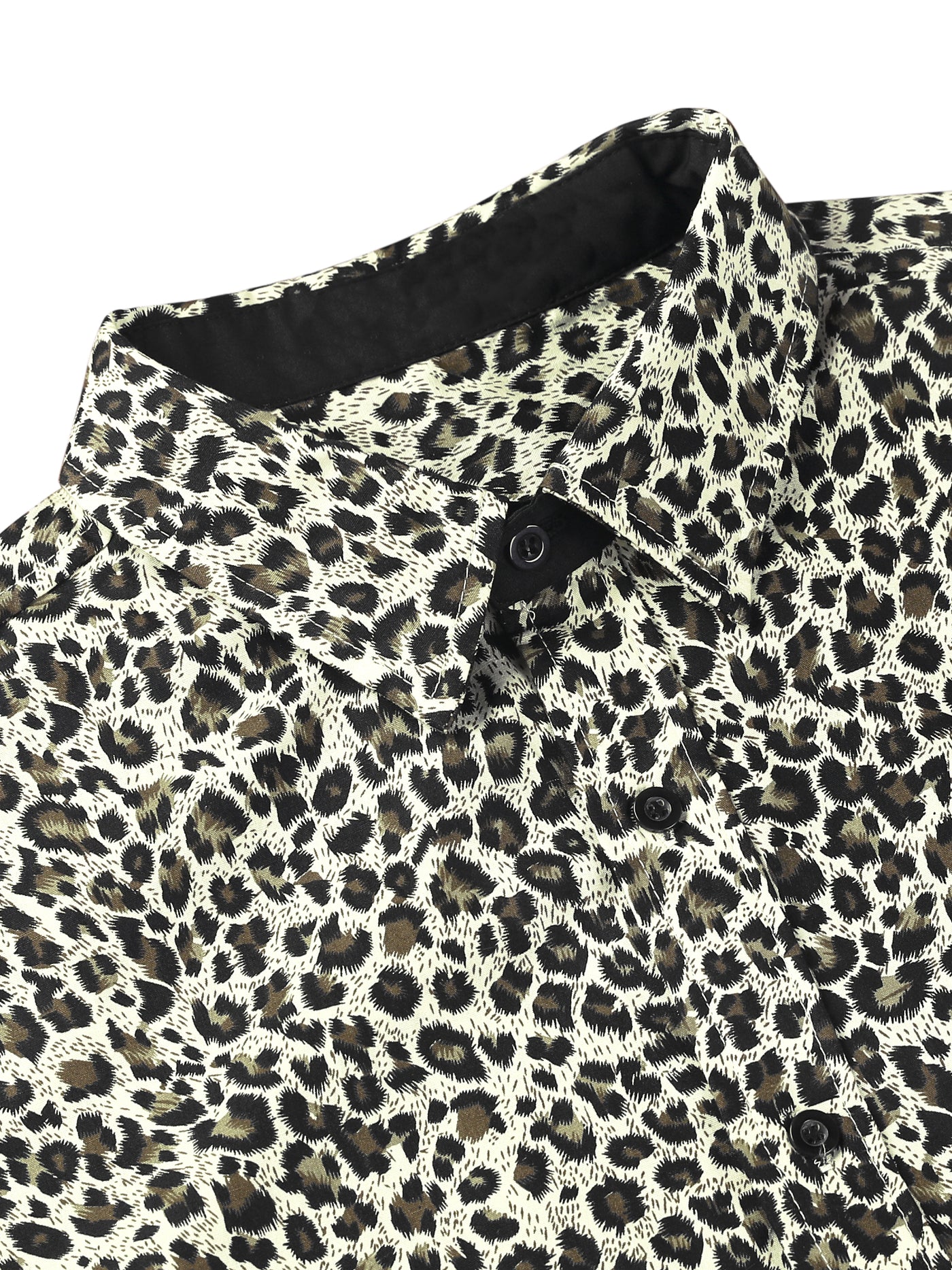 Bublédon Cotton Casual Leopard Print Button Long Sleeve Shirt
