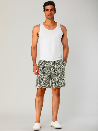 Casual Cotton Leopard Printed Elastic Board Shorts