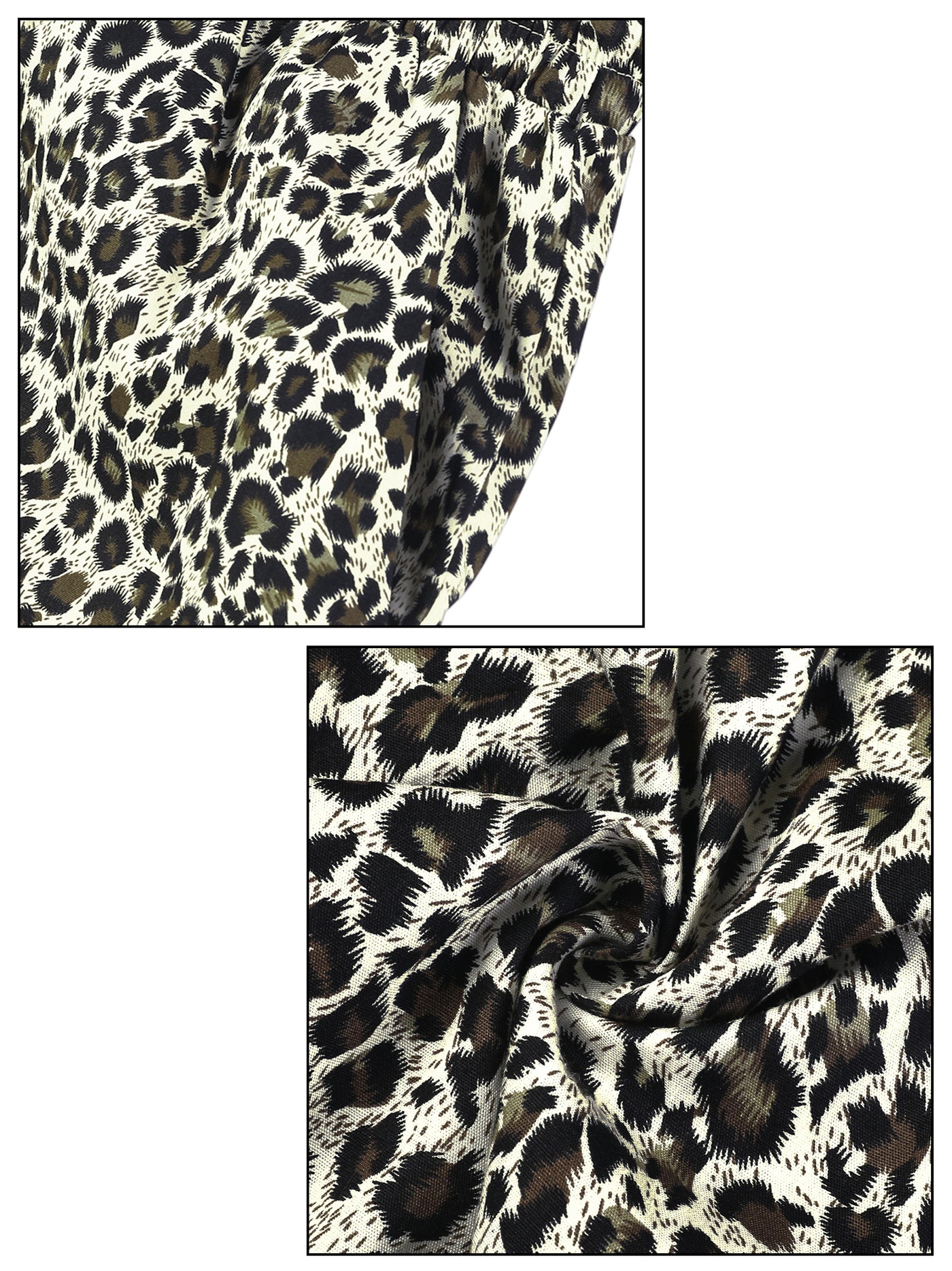 Bublédon Casual Cotton Leopard Printed Elastic Board Shorts