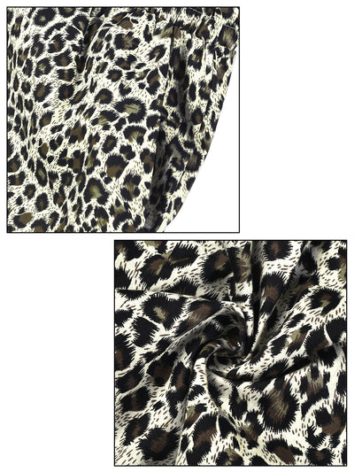 Casual Cotton Leopard Printed Elastic Board Shorts