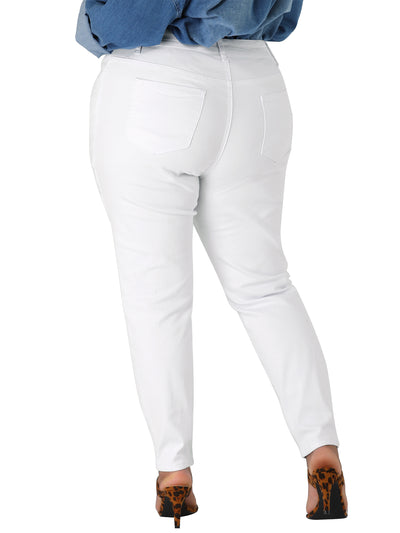 Women's Plus Size Mid Rise Stretch Washed Skinny Jeans