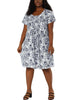 Chic Printed Crew Neck Short Sleeve Plus Size Dress