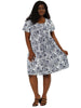 Chic Printed Crew Neck Short Sleeve Plus Size Dress