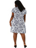 Chic Printed Crew Neck Short Sleeve Plus Size Dress