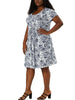 Chic Printed Crew Neck Short Sleeve Plus Size Dress