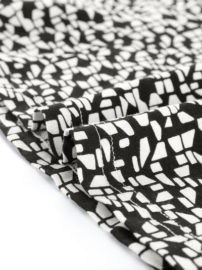 Women's Plus Size Nightgown Set Geometric Print Contrast Panel with Slash Pocket Sleeveless Sleepwear Sets