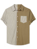 Casual Summer Button Cotton Patchwork Print Shirt