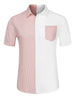 Casual Summer Button Cotton Patchwork Print Shirt