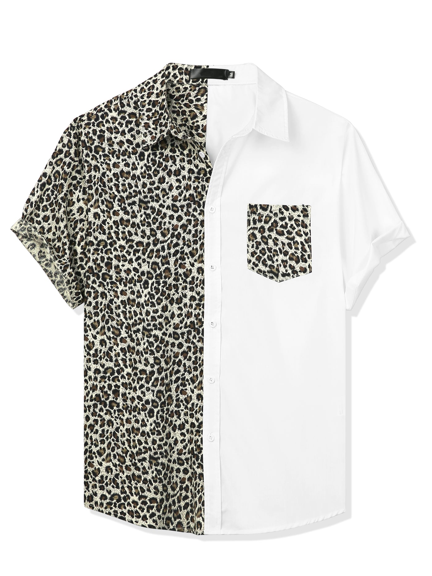 Bublédon Casual Summer Button Cotton Patchwork Print Shirt