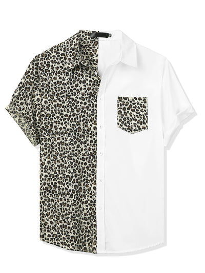 Casual Summer Button Cotton Patchwork Print Shirt