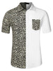 Casual Summer Button Cotton Patchwork Print Shirt