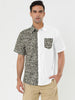Casual Summer Button Cotton Patchwork Print Shirt