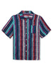 Summer Button Short Sleeve Colorful Striped Shirt