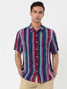 Summer Button Short Sleeve Colorful Striped Shirt