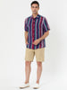 Summer Button Short Sleeve Colorful Striped Shirt