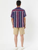 Summer Button Short Sleeve Colorful Striped Shirt